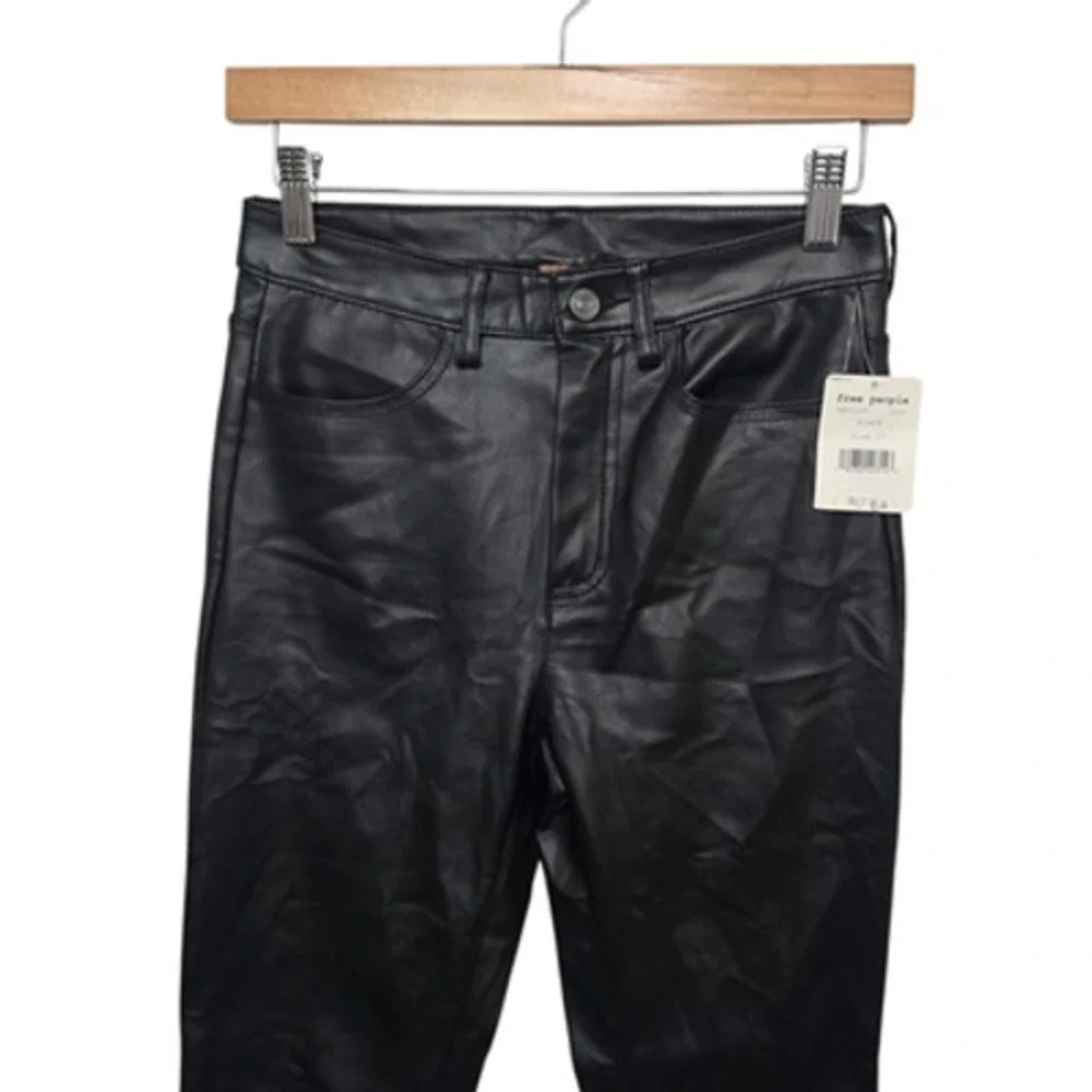 Free People Pants Womens 27 Black‎ Faux Leather Coated Skinny Jeans OB831109